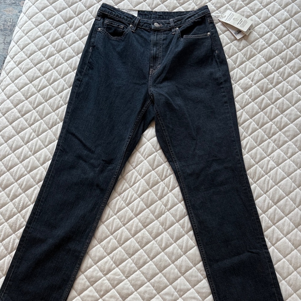 H&M Slim Straight Leg, Curvy Fit Dark Denim Jeans